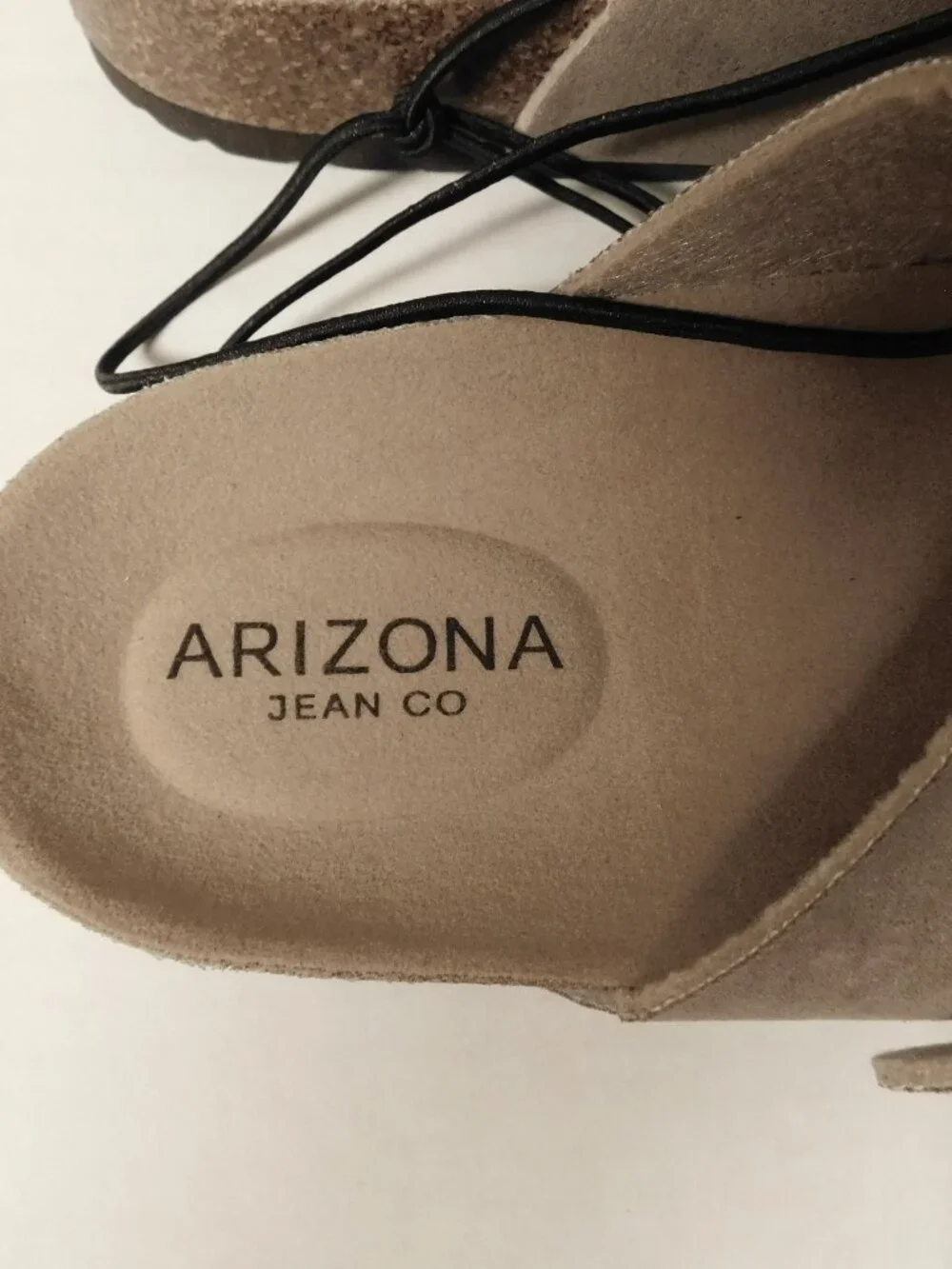 ARIZONA JEAN CO Taupe Double Buckle Slide Sandals Faux Suede Beachy Casual 7